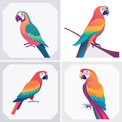 Obraz premium Parrot cheerful abstract ensemble, vivid vector artwork, lively pattern.