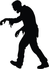 Fototapeta premium Silhouette of a shambling zombie black white