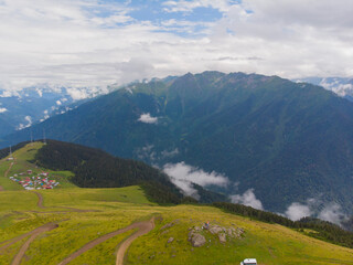 Fototapeta premium Aerial view of Kaçkar mountains and plateaus