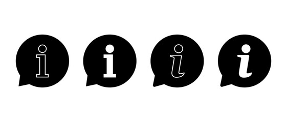Information icon set in speech bubble. Info symbol for help and guidance