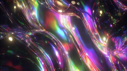 Luminous waves of iridescent abstract colors. Artificial intelligence image