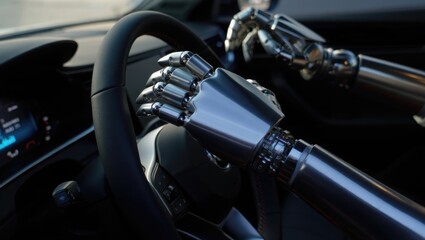 Robotic Arms Controlling Steering Wheel in Autonomous Vehicle Concept