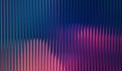 Ribbed glass effect with vertical ribbed glass on blue red gradient, iridescent glass ripple background, vibrant fractal gradient with smooth distortion texture
