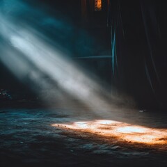 Sunlight beams through dark room