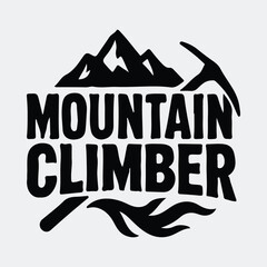 Silhouette mountain climber adventure logo design for hiking t shirt design
