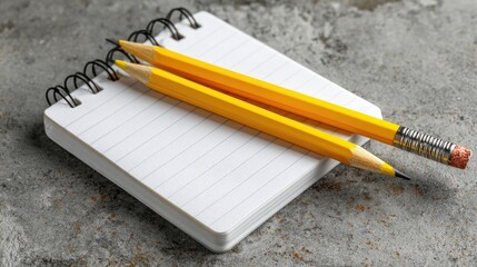 Small notepad with pencils on a speckled surface