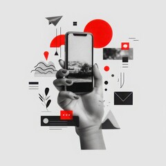 Modern Smartphone Illustration with Graphic Elements