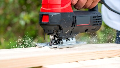 Person using a jigsaw on wood