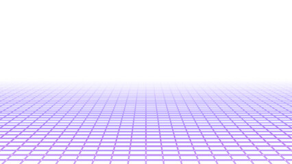 Purple grid in perspective fading into the distance over transparent background