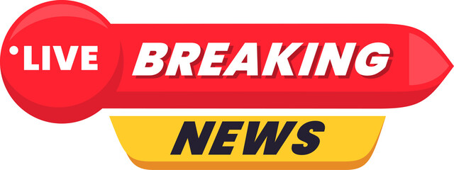 Bold live breaking news banner design for urgent media updates and streaming alerts