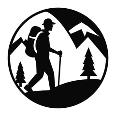 Hiking Horizon a simple vector clean black silhouette design white background