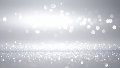 白銀のクリスマスや雪、冬の華やかなパーティイメージ　シルバーに輝く光の粒と幻想的なスパークル背景