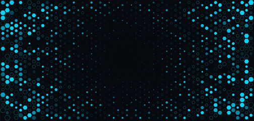 Blue Hexagon Honeycomb Pattern Grid Futuristic Geometric Background for AI, Tech, Science, Medical, Finance, Digital. Hexagonal Modern Texture. Halftone Gradient Backdrop. Vector Abstract BG