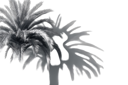 Abstract grayscale image of stylized palm tree fronds