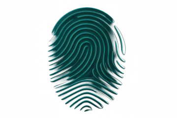 Fingerprint cyber security access icon representing data protection with transparent background