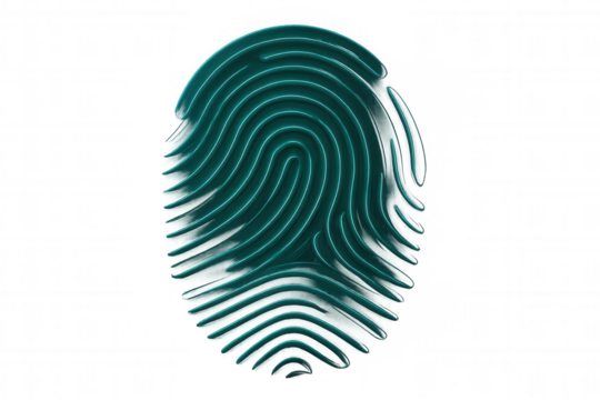 Fingerprint cyber security access icon representing data protection with transparent background