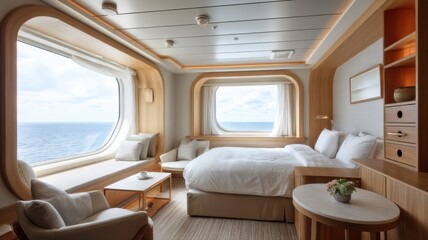  Luxurious Cruise Ship Cabin with Ocean View