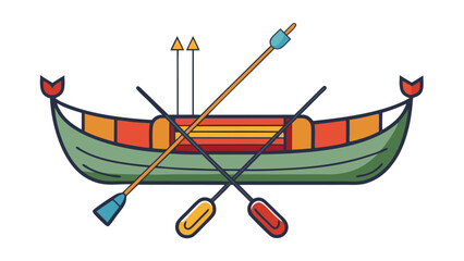 Gondola boat illustration with two crossed oars classic venetian symbolism tourism and culture vector design with vibrant colors