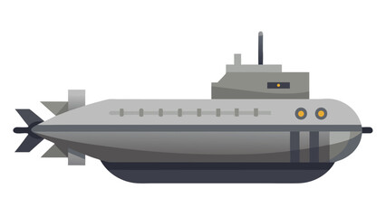 Fototapeta premium Modern flat design submarine illustration vector underwater military vessel transportation vehicle gray submarine isolated on white background