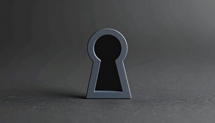 深いスレートグレーのマット背景に置かれた小さな鍵穴のミニチュア。
謎や機会、可能性の象徴として表現され、落ち着きと知的好奇心を感じさせるミニマルな構図。