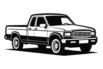 Classic Pickup Truck On White Background Graphics Design
