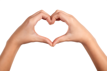 Two hands forming a heart shape sign isolated on a transparent background symbol 3