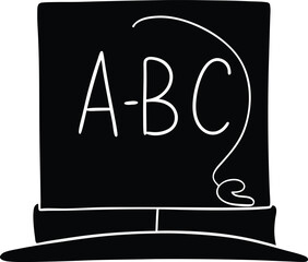 Chalkboard with abc letters and a question mark silhouette isolated on white background isolated on transparent background