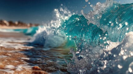 Splash of water hitting vibrant blue ocean