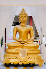 Beautiful golden Buddha statue enshrined in Thailand