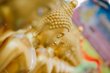 Beautiful golden Buddha statue enshrined in Thailand