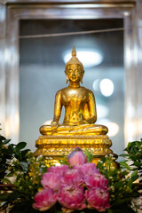 Beautiful golden Buddha statue enshrined in Thailand