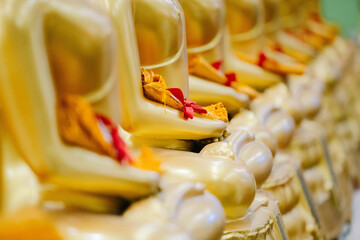 Beautiful golden Buddha statue enshrined in Thailand