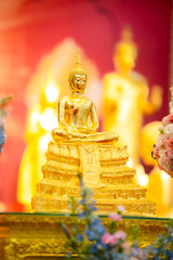 Beautiful golden Buddha statue enshrined in Thailand