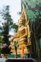 Beautiful golden Buddha statue enshrined in Thailand