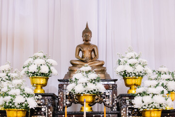 Beautiful golden Buddha statue enshrined in Thailand