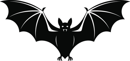 Black bat with outstretched wings silhouette