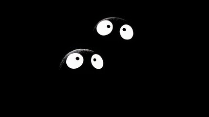Naklejka premium Two Pairs of Cartoon Eyes on Black Background