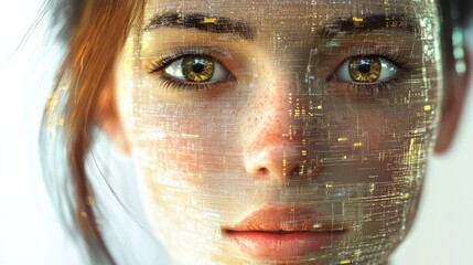Woman's face with digital overlay