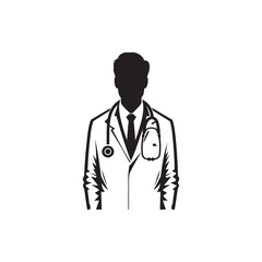 Male Doctor Silhouette Vector | Healthcare Professional Illustration