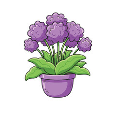 Blooming purple allium plant in pot decorative vector illustration