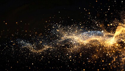 黄金粒子 星屑 宇宙 銀河 キラキラ 輝き 夜空 幻想的 抽象 煌めき ダスト 舞う 神秘的 流れ きらめく ボケ 暗闇 ファンタジー 魔法