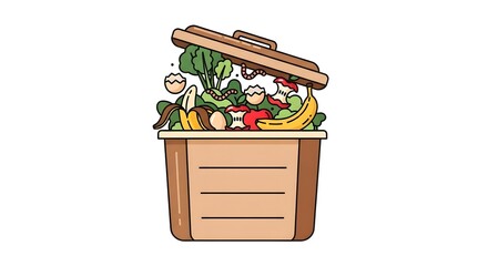 Open Wooden Cooler Filled with Fresh Vegetables and Fruits in Bright Colors