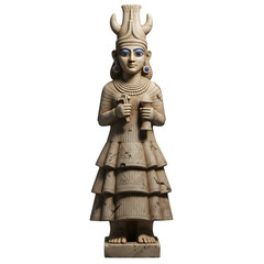 Ancient Mesopotamian Goddess Inanna Statue isolated on a transparent background 