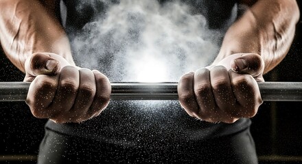 Fitness Enthusiast Preparing For Strength Training With Chalk