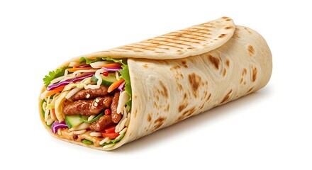 Tasty Wrap with Vegetables and Meat.