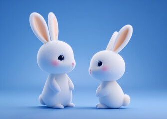 Obraz premium A 3D cartoon rabbit stands out against the background