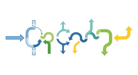 Abstract Colorful Arrows Flow Diagram on White Background for Process Illustration