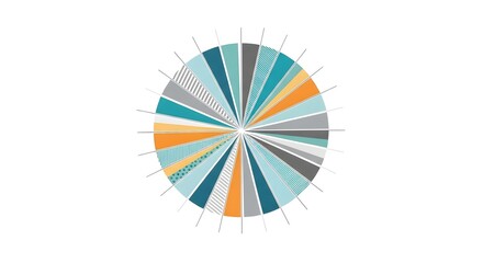 Abstract Geometric Circular Pattern with Colorful Segments on White Background