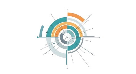 Abstract Circular Data Visualization with Colorful Segments and Arrows