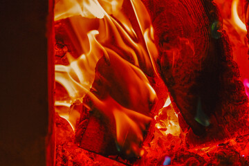  Fireplace close-up.Burning Fire Flames with Wood Logs. Flames and burning coals wallpaper.Close-Up of Burning Firewood Flames. 